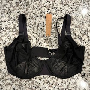 SKIMS Unlined Demi Mesh No-show Bra 34DDD in ONYX